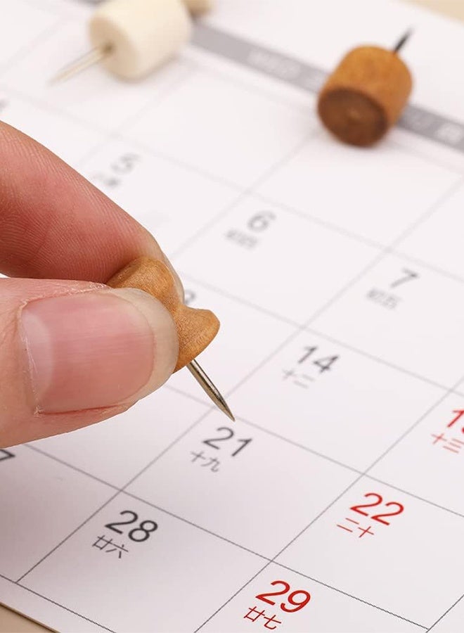 Organizer 114 Pcs Wood Push Pins, 2 Colors and 7 Types Decorative Thumb Tacks Wooden Head Pin Map Tacks Marking Pin, Wood Thumb Tacks Decorative for Bulletin Boards Craft Projects with Storage Box - Image 5