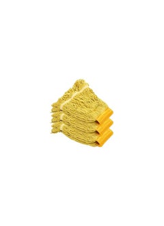 VINSTAR Looped End Wet Mop Head,Commercial Mop Head–Cotton String Mop Replacement Head,6 Inch Universal Headband, Mop Head Replacement for Home, Industrial and Commercial Use-Yellow（3 Pack）  - Image 1