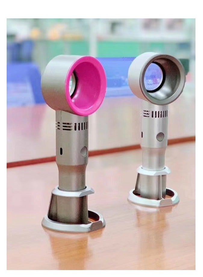 SYNSYB USB Rechargeable Portable Bladeless Fan Handheld,Mini Cooler No Leaf Handy Fan with 3 Speed Adjustable Stand up Small Personal Fan Foldable for Home Office Outdoor Travel - Image 5