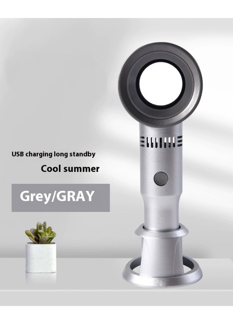 SYNSYB USB Rechargeable Portable Bladeless Fan Handheld,Mini Cooler No Leaf Handy Fan with 3 Speed Adjustable Stand up Small Personal Fan Foldable for Home Office Outdoor Travel - Image 1