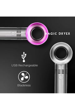 SYNSYB USB Rechargeable Portable Bladeless Fan Handheld,Mini Cooler No Leaf Handy Fan with 3 Speed Adjustable Stand up Small Personal Fan Foldable for Home Office Outdoor Travel  - Image 3