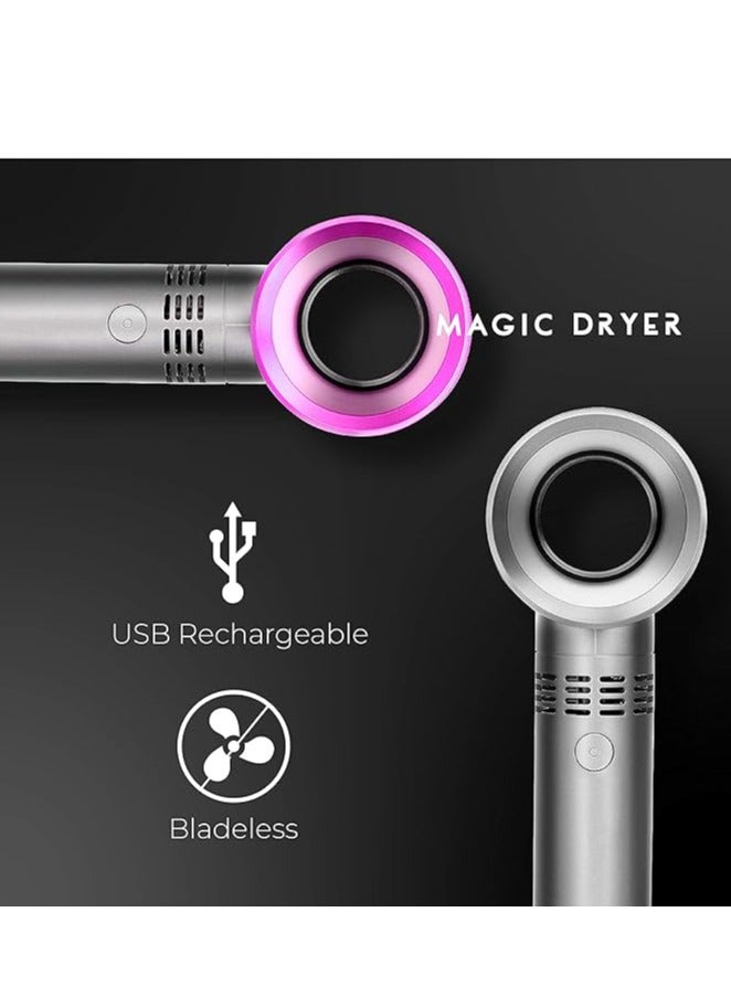 SYNSYB USB Rechargeable Portable Bladeless Fan Handheld,Mini Cooler No Leaf Handy Fan with 3 Speed Adjustable Stand up Small Personal Fan Foldable for Home Office Outdoor Travel - Image 3