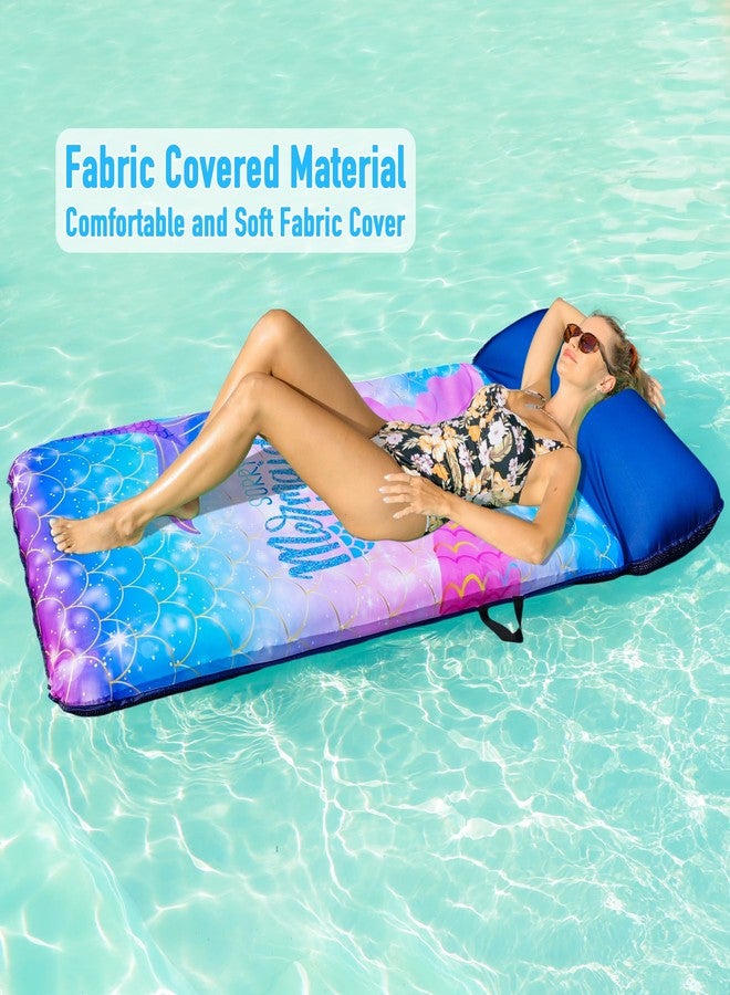 Parentswell Oversized Pool Floats for Adults - 72" X 38" Extra Large Fabric Covered Pool Float with Headrest, Pool Lounge Floaties for Adults, Summer Pool Party Decorations Supplies (Mermaid) - Image 5