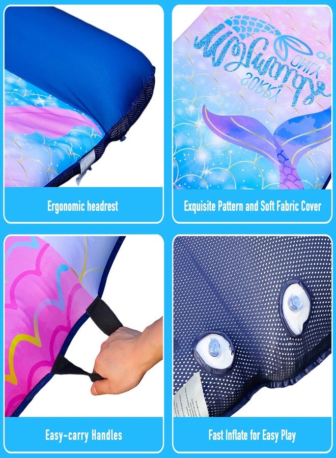 Parentswell Oversized Pool Floats for Adults - 72" X 38" Extra Large Fabric Covered Pool Float with Headrest, Pool Lounge Floaties for Adults, Summer Pool Party Decorations Supplies (Mermaid) - Image 4