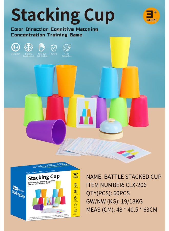 Children's Stacked Cup Educational Toys Color Enlightenment Cognitive Fast Stacked Cup Props Parent-child Kindergarten Desktop Game