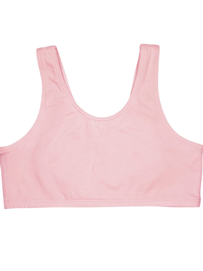 Fruit of the Loom girls Cotton Built-up Stretch Sports training bras, Heather Grey/Bittersweet Pink/White, 38 US - Image 3