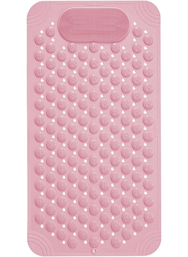JUGTE Anti Skid Mat for Bathroom Floor Shower mats for Bathroom Anti Slip with Foot Scrubber Bath mat Anti Slip with Suction Cups & Drain Holes (70x35 Cm) (Pink) - Image 1