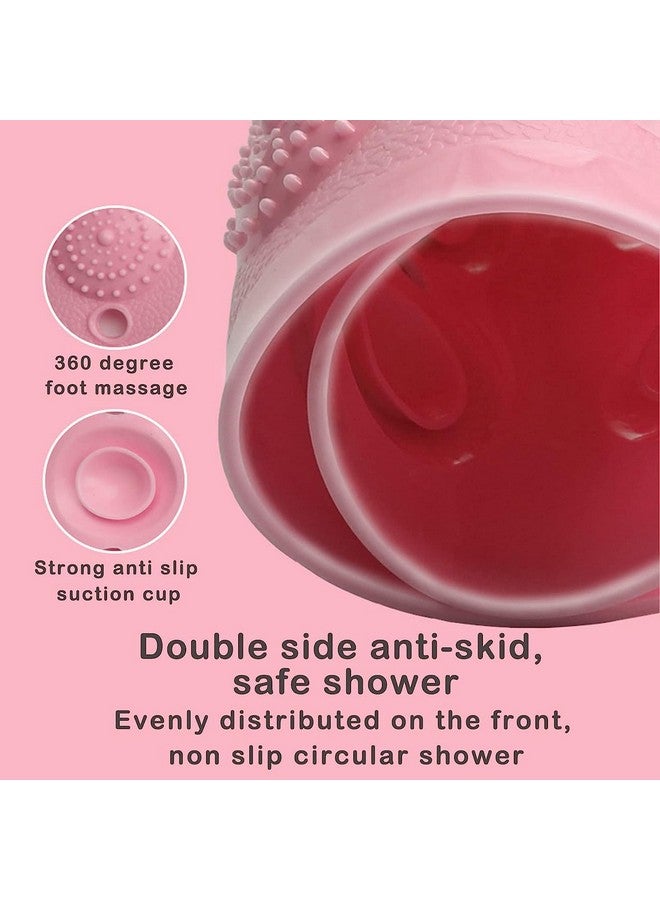 JUGTE Anti Skid Mat for Bathroom Floor Shower mats for Bathroom Anti Slip with Foot Scrubber Bath mat Anti Slip with Suction Cups & Drain Holes (70x35 Cm) (Pink) - Image 3