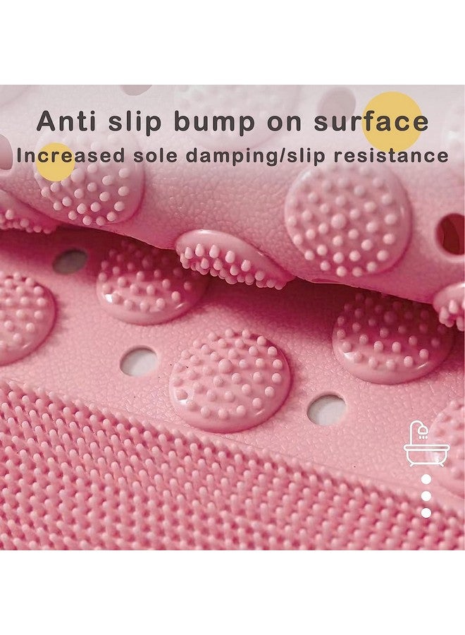 JUGTE Anti Skid Mat for Bathroom Floor Shower mats for Bathroom Anti Slip with Foot Scrubber Bath mat Anti Slip with Suction Cups & Drain Holes (70x35 Cm) (Pink) - Image 4