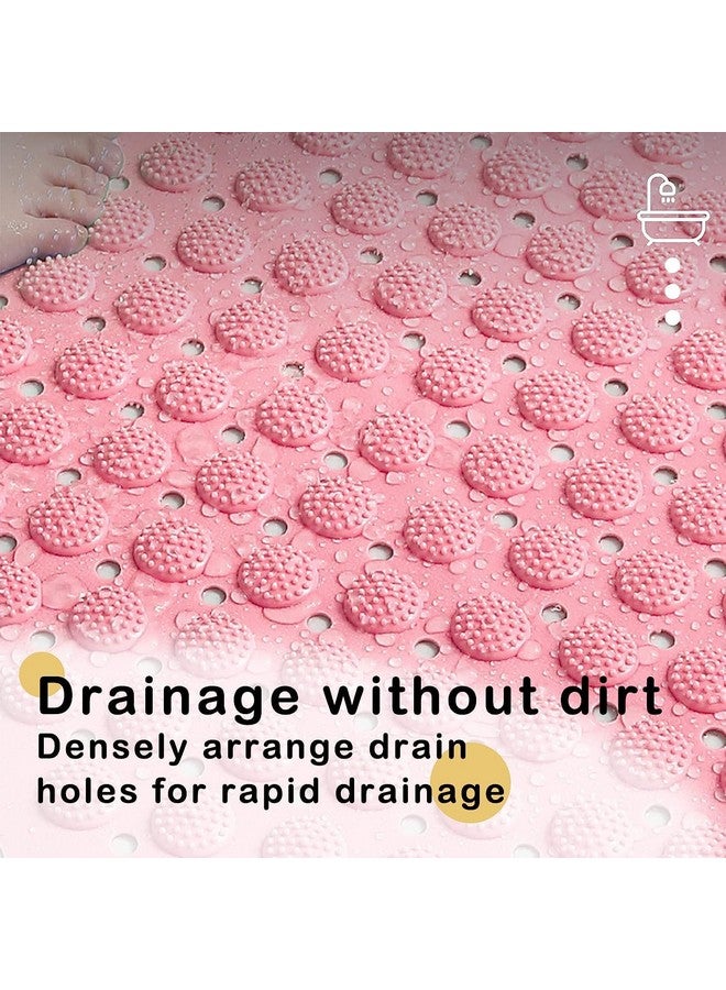 JUGTE Anti Skid Mat for Bathroom Floor Shower mats for Bathroom Anti Slip with Foot Scrubber Bath mat Anti Slip with Suction Cups & Drain Holes (70x35 Cm) (Pink) - Image 2