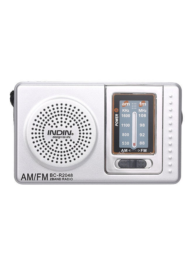INDIN INDIN BC-R2048 Mini AM FM Radio Silver  - Image 4