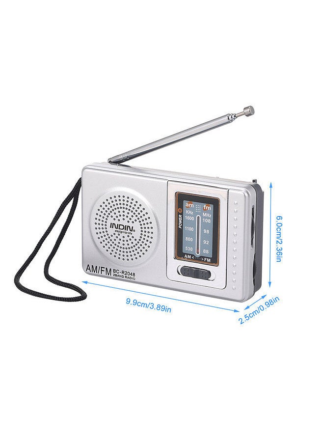 INDIN INDIN BC-R2048 Mini AM FM Radio Silver  - Image 2