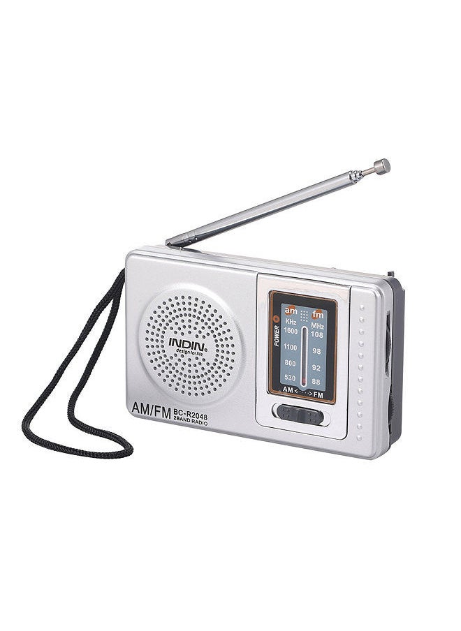 INDIN INDIN BC-R2048 Mini AM FM Radio Silver  - Image 1