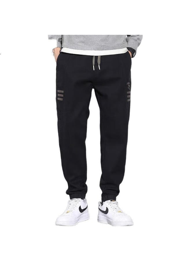Tucano Men'S Casual Pants Spring Summer Loose Fit Jogger Pants Men Korean Style Trendy Workwear Youth Slim Fit Long Pants Black M - Image 2