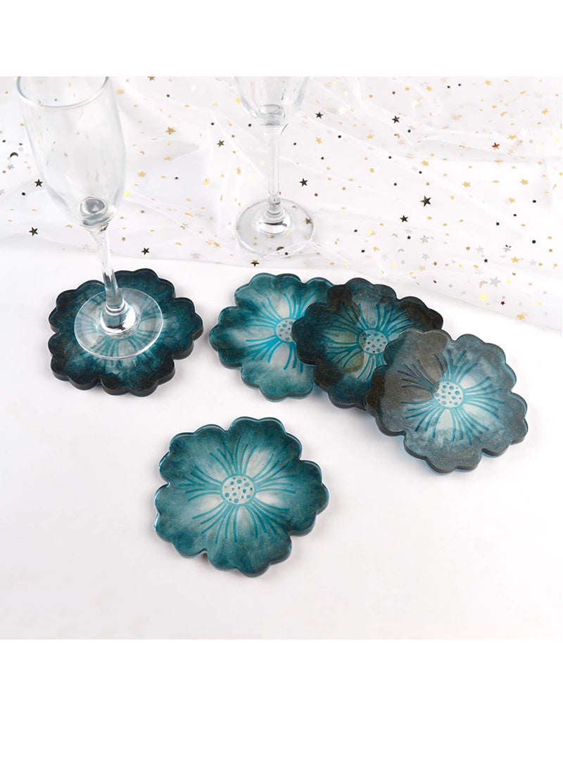 SYOSI Silicone Resin Molds, 1Pcs Large Resin Tray Mold and 5Pcs Coaster Molds for Resin Casting, Flower Shape Epoxy Resin Casting Molds - Image 5