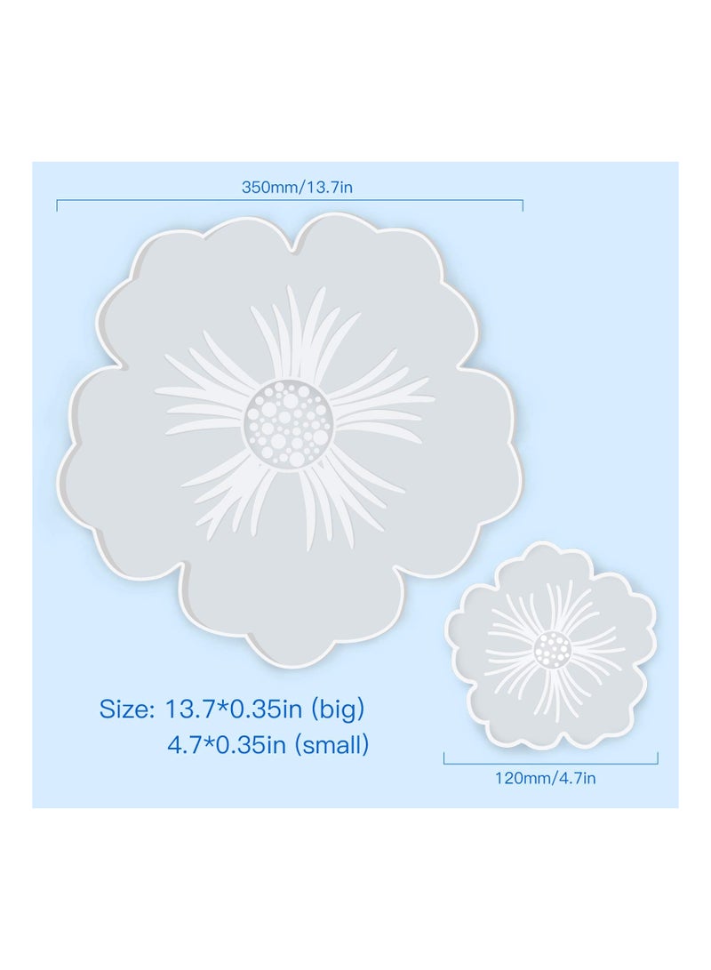 SYOSI Silicone Resin Molds, 1Pcs Large Resin Tray Mold and 5Pcs Coaster Molds for Resin Casting, Flower Shape Epoxy Resin Casting Molds - Image 2