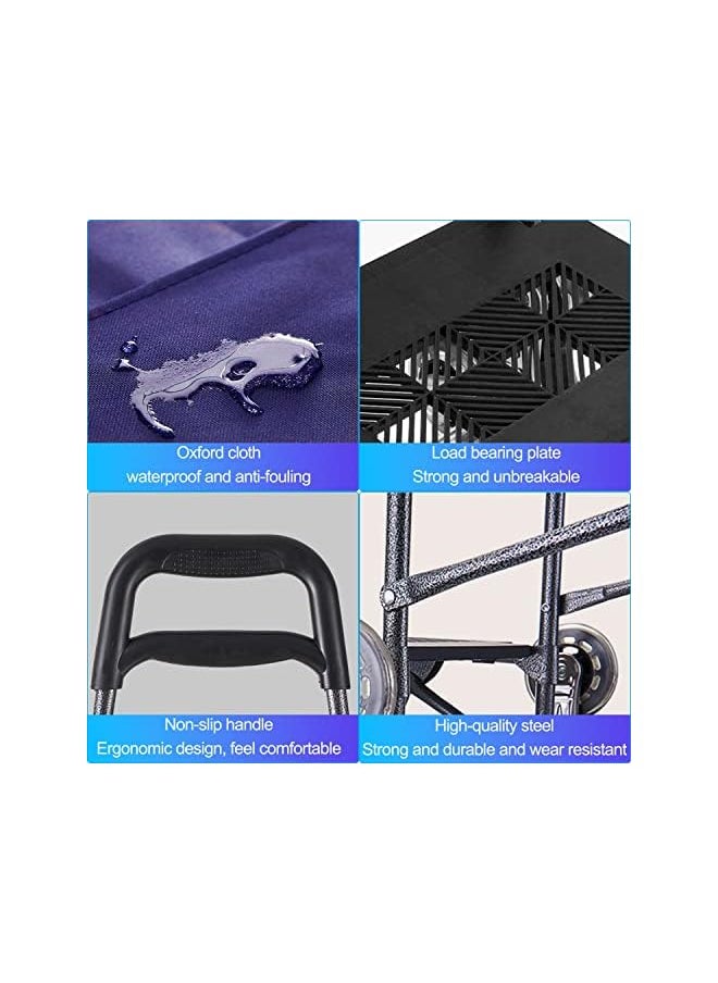 Occuwzz - Shopping Cartfoldable Cart Stair Climber Shopping Trolley Cart Crystal Wheel Trolley Grocery Cart - Image 1