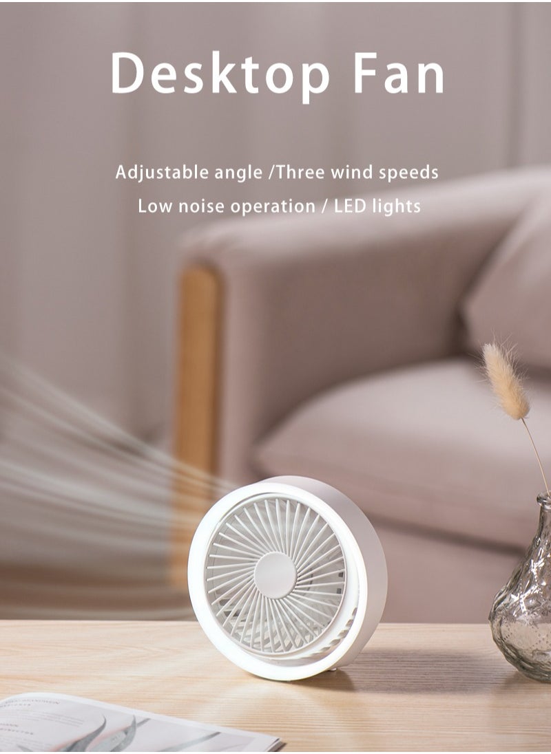 Generic Mini USB Fan,Battery Cordless Desk Fan,Portable Fan with 3 Speeds Setings,Quiet Operation Fan with LED Light and 180° Rotate Table Fan for Bedroom Home Office Outdoor Travel  - Image 4