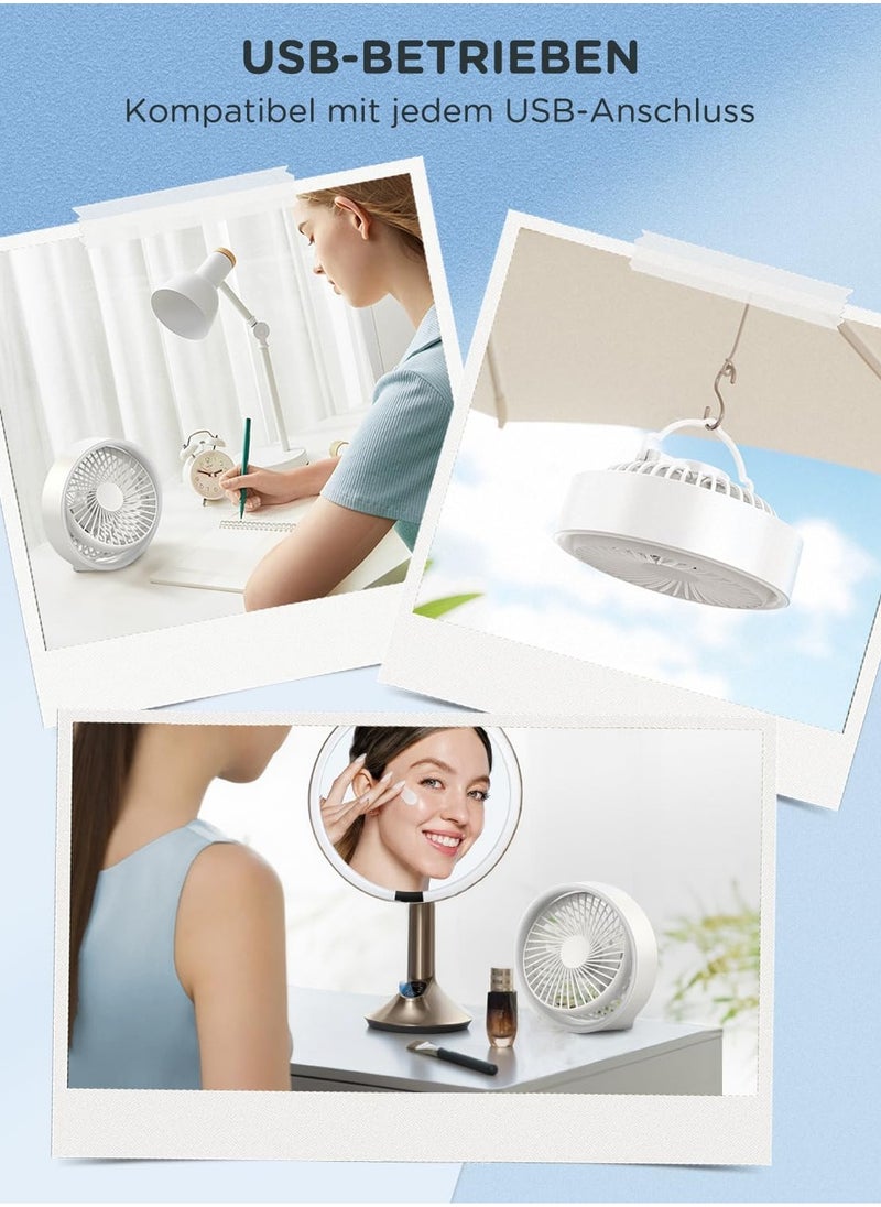 Generic Mini USB Fan,Battery Cordless Desk Fan,Portable Fan with 3 Speeds Setings,Quiet Operation Fan with LED Light and 180° Rotate Table Fan for Bedroom Home Office Outdoor Travel  - Image 2