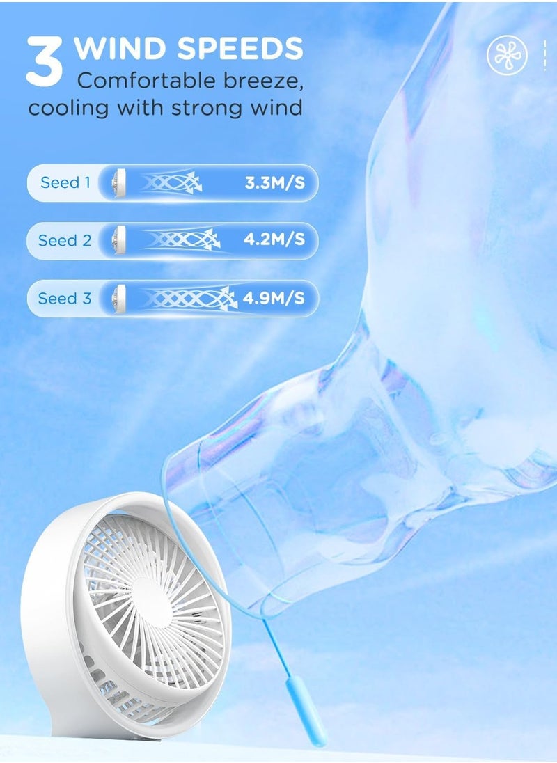 Generic - Mini USB Fan,Battery Cordless Desk Fan,Portable Fan with 3 Speeds Setings,Quiet Operation Fan with LED Light and 180° Rotate Table Fan for Bedroom Home Office Outdoor Travel - Image 1