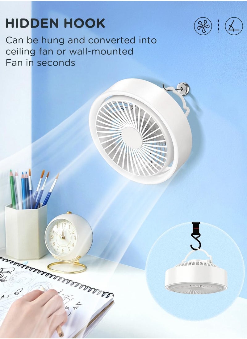 Generic - Mini USB Fan,Battery Cordless Desk Fan,Portable Fan with 3 Speeds Setings,Quiet Operation Fan with LED Light and 180° Rotate Table Fan for Bedroom Home Office Outdoor Travel - Image 1