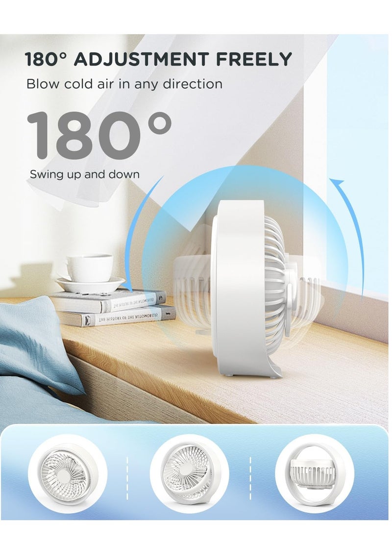 Generic - Mini USB Fan,Battery Cordless Desk Fan,Portable Fan with 3 Speeds Setings,Quiet Operation Fan with LED Light and 180° Rotate Table Fan for Bedroom Home Office Outdoor Travel - Image 1