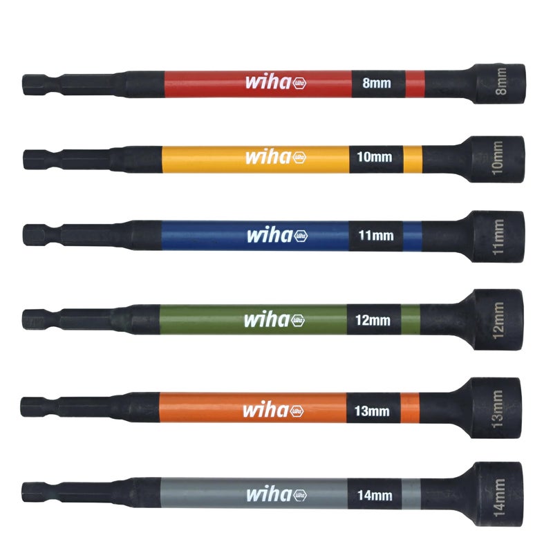 Wiha 70487 Magnetic Nut Setter Set, 6 Piece Metric, Color Coded, 1/4-Inch Hex Drive, Impact Rated - Image 1
