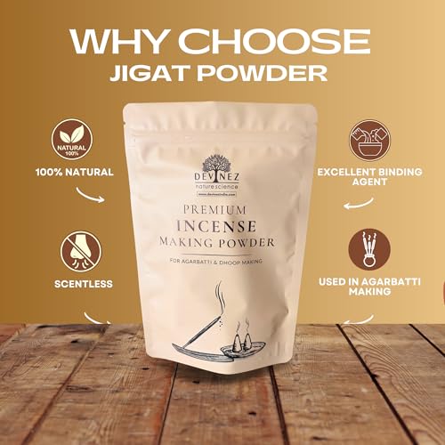Devinez Natural Jigat for Agarbatti Making - 200gm | Natural & Organic Dhoopbatti Powder for Incense Sticks | A Grade Powder | Ideal for Doopbatti Cone, Sambrani, Agarbatti - Image 3