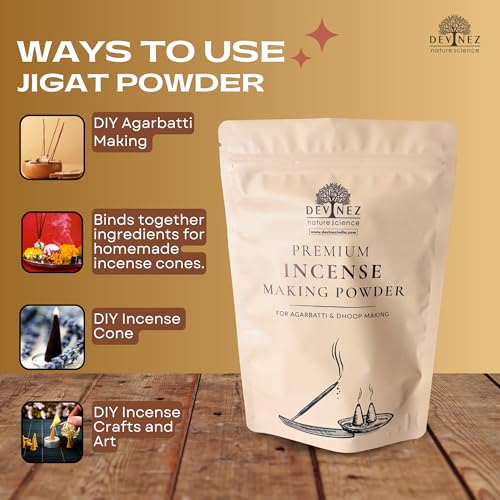 Devinez Natural Jigat for Agarbatti Making - 200gm | Natural & Organic Dhoopbatti Powder for Incense Sticks | A Grade Powder | Ideal for Doopbatti Cone, Sambrani, Agarbatti - Image 2