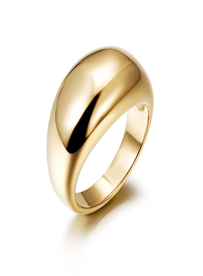 CIUNOFOR 14K Gold Plated Ring for Women Non Tarnish, Chunky Statement Stackable Rings, Bold Crossover Domed Band, Size 8 - Image 1