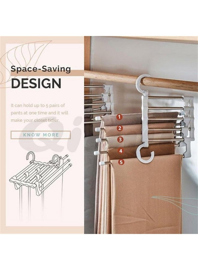 QIMIT 5 in 1 Stainless Steel Foldable Hangers for Clothes Hanging Multi-Layer Multi-Purpose Pant Hangers for Wardrobe Magic Foldable Hanger Clothes Hanger (Plastic Hanger-Pack of 3) - Image 5