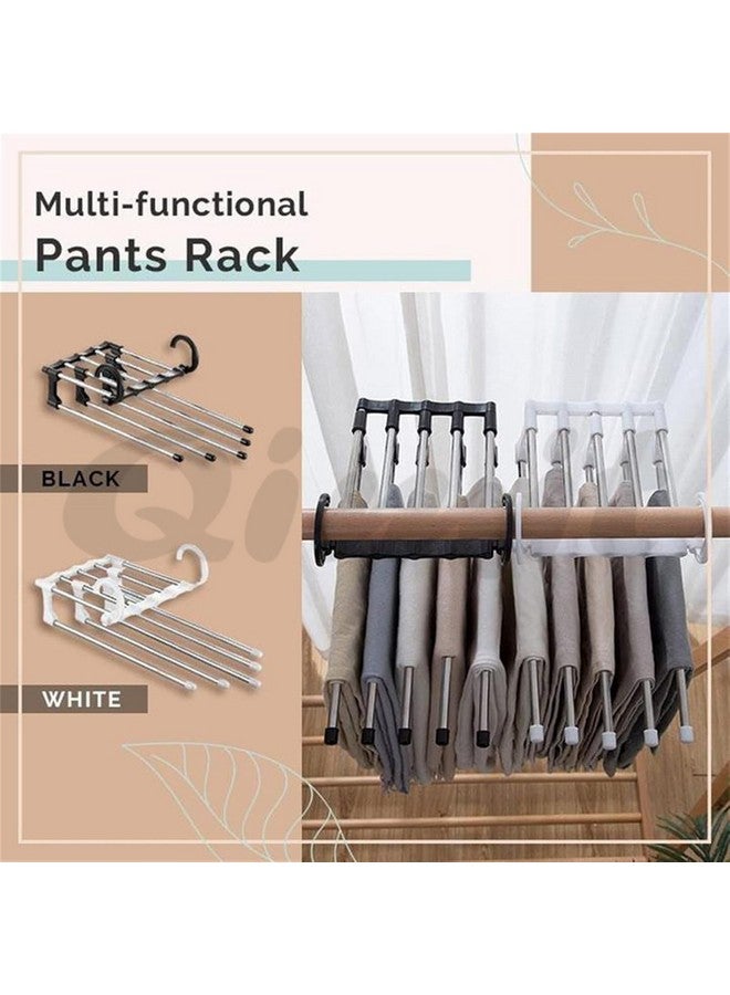 QIMIT 5 in 1 Stainless Steel Foldable Hangers for Clothes Hanging Multi-Layer Multi-Purpose Pant Hangers for Wardrobe Magic Foldable Hanger Clothes Hanger (Plastic Hanger-Pack of 3) - Image 3