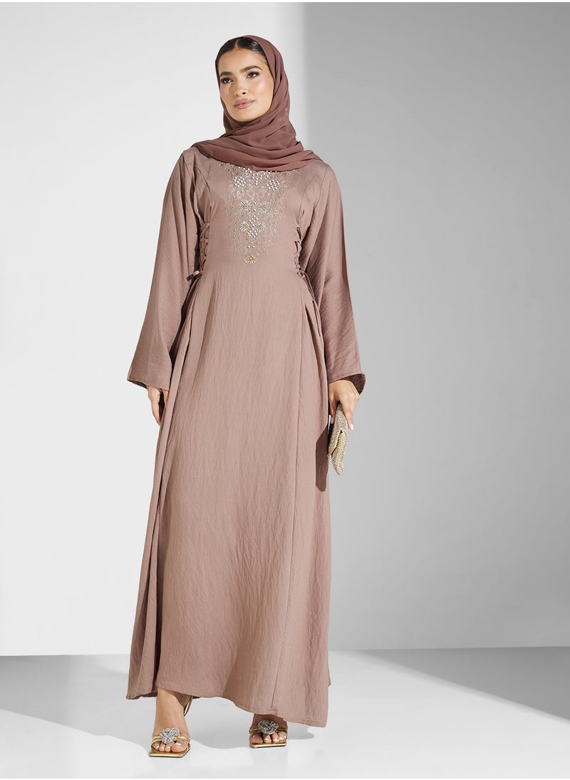 hayas closet Embroidered Flared Sleeve Abaya  - Image 1