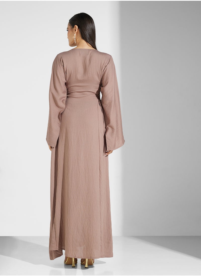 hayas closet Embroidered Flared Sleeve Abaya  - Image 2