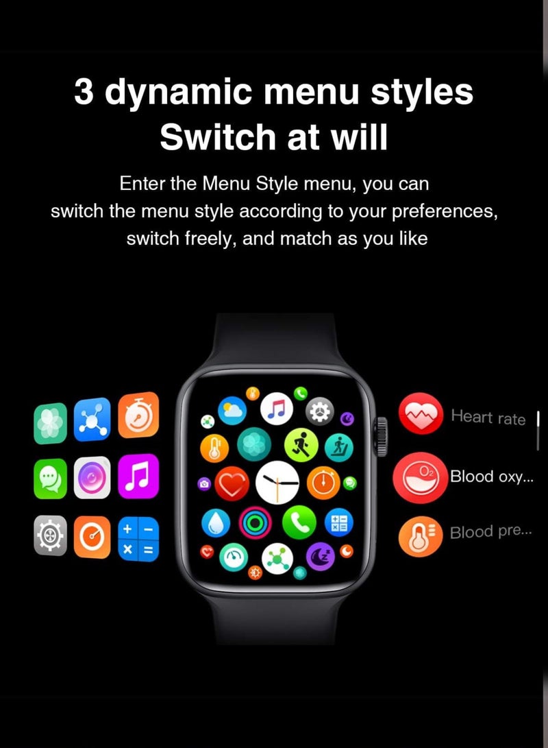 ويزمي ساعة ذكية صغيرة WS 58، 3 أحزمة، شاشة عالية الدقة، اتصال بلوتوث، ساعات لياقة بدنية مقاومة للماء متوافقة مع نظامي Android وiOS | أسود - Image 2