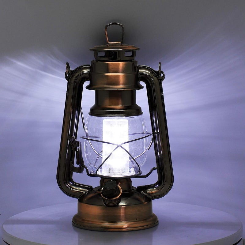 YAKii LED Vintage Lantern Metal Hanging Hurricane 12 LED Dimmer Switch Cold White Battery Operated Power Outage Indoor Camping Lighting Outdoor Brooklyn (Copper 2 Pack) - Image 3