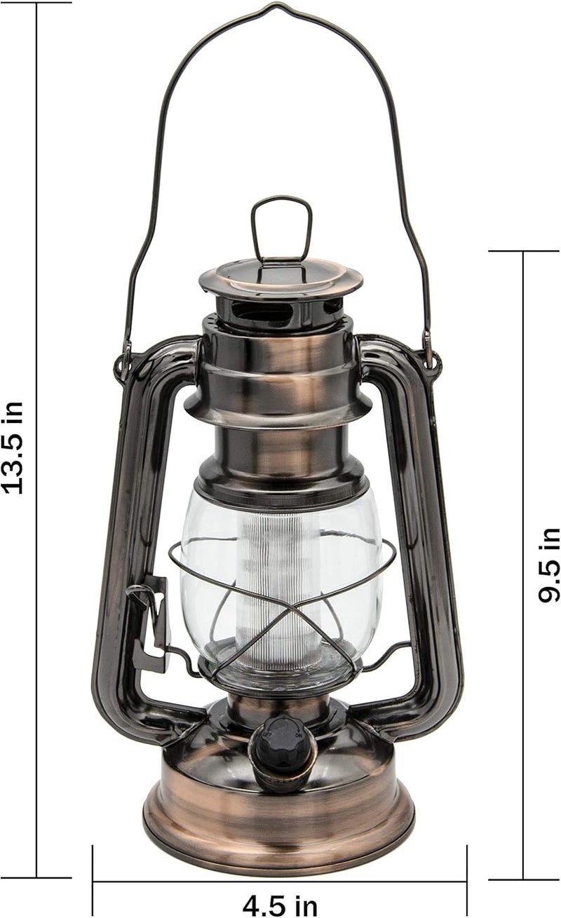 YAKii LED Vintage Lantern Metal Hanging Hurricane 12 LED Dimmer Switch Cold White Battery Operated Power Outage Indoor Camping Lighting Outdoor Brooklyn (Copper 2 Pack) - Image 4