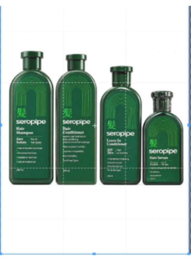 Seropipe Complete 4-in-1 Hair Care Set – Shampoo + Conditioner + Leave-in + Serum. Hydrates, nourishes, and repairs damaged hair. Protects against heat and sun. For all hair types. - Image 1