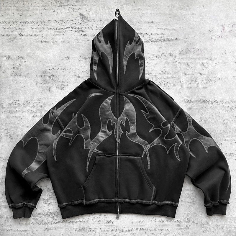 Chic Streetwear Punk Print Hoodie Y2K Unisex Jacket Black Trousers - Image 2