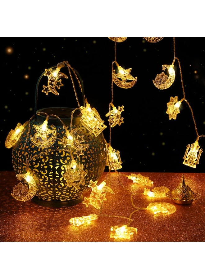 6M Moon Star Ramadan String Lights 40 LEDs, Battery Operated Eid Mubarak Fairy Lights for Ramadan Decoration Eid Decorative Lights (Warm White) - Image 4