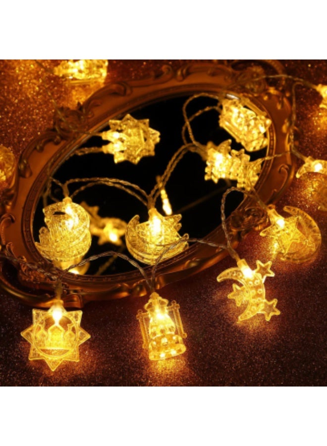 6M Moon Star Ramadan String Lights 40 LEDs, Battery Operated Eid Mubarak Fairy Lights for Ramadan Decoration Eid Decorative Lights (Warm White) - Image 5