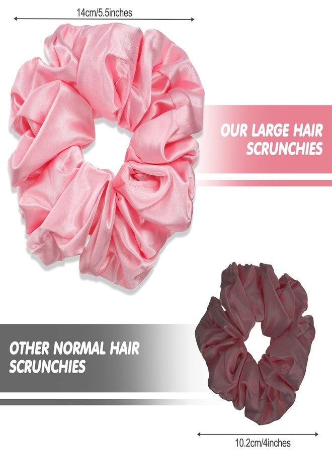 Chuangdi 6 Pieces Big Satin Scrunchies for Women, Jumbo Silk Scrunchies Thick Elastic Jumbo Hair Tie Galentine Valentine's Day Gifts(Champagne, White, Silver Grey, Light Pink, Bean Red, Light Blue) - Image 2