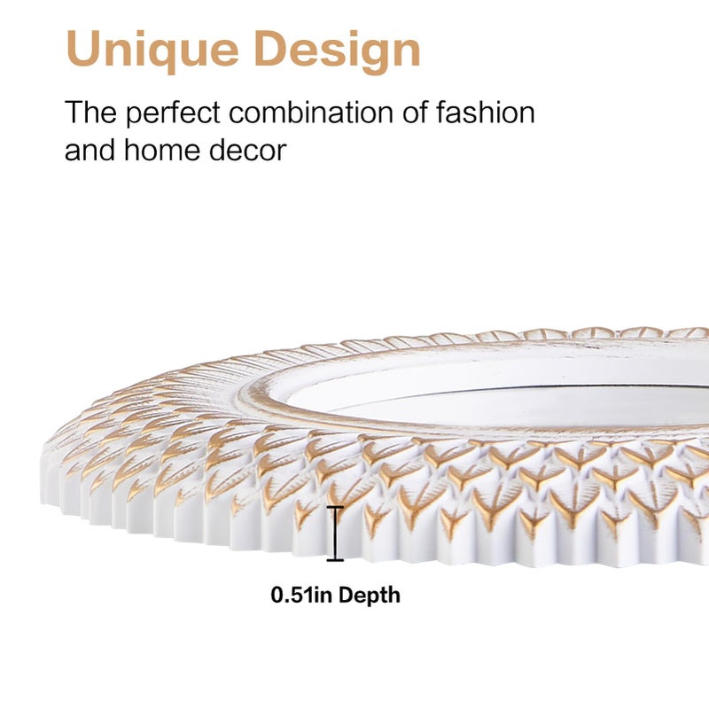 HiempTru Round Decorative Wall Mirror, White Circle Mirror for Bedroom, Entryway, Living Room, Decorative Modern Wall Decor - Image 4