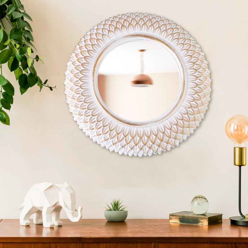 HiempTru Round Decorative Wall Mirror, White Circle Mirror for Bedroom, Entryway, Living Room, Decorative Modern Wall Decor - Image 5