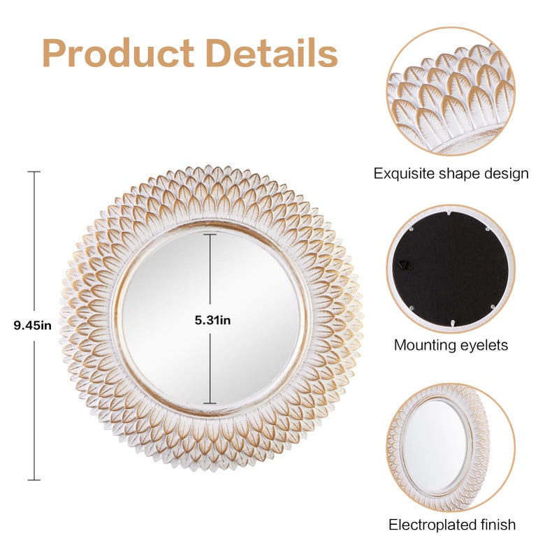 HiempTru Round Decorative Wall Mirror, White Circle Mirror for Bedroom, Entryway, Living Room, Decorative Modern Wall Decor - Image 2