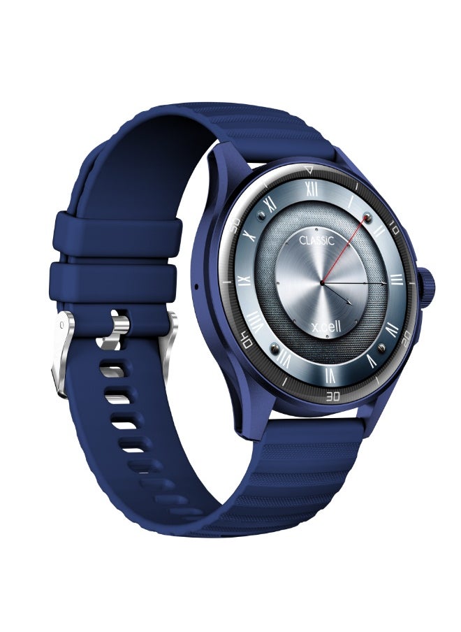 Xcell Xcell Classic6 Smartwatch, 1.43" AMOLED Display, Bluetooth Calling, 2 Premium Straps, Heart-Rate/BP/SpO₂, Multi Language, IP68, 7-Day Battery, iOS/Android Compatible-Blue Frame with Blue Strap  - Image 2