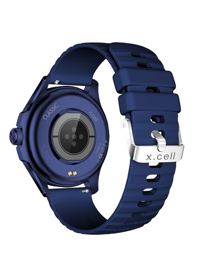Xcell Xcell Classic6 Smartwatch, 1.43" AMOLED Display, Bluetooth Calling, 2 Premium Straps, Heart-Rate/BP/SpO₂, Multi Language, IP68, 7-Day Battery, iOS/Android Compatible-Blue Frame with Blue Strap  - Image 3