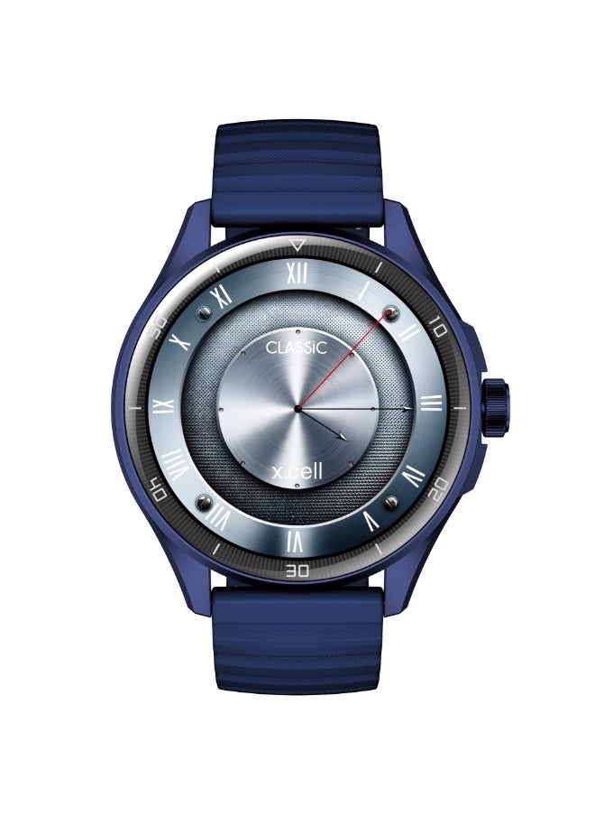 Xcell Xcell Classic6 Smartwatch, 1.43" AMOLED Display, Bluetooth Calling, 2 Premium Straps, Heart-Rate/BP/SpO₂, Multi Language, IP68, 7-Day Battery, iOS/Android Compatible-Blue Frame with Blue Strap  - Image 4