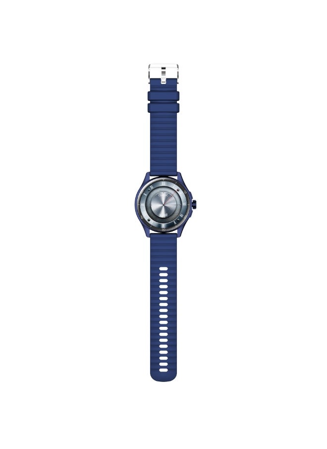 Xcell Classic6 Smartwatch, 1.43" AMOLED Display, Bluetooth Calling, 2 Premium Straps, Heart-Rate/BP/SpO₂, Multi Language, IP68, 7-Day Battery, iOS/Android Compatible-Blue Frame with Blue Strap