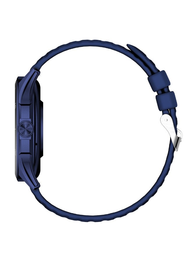 Xcell Classic6 Smartwatch, 1.43" AMOLED Display, Bluetooth Calling, 2 Premium Straps, Heart-Rate/BP/SpO₂, Multi Language, IP68, 7-Day Battery, iOS/Android Compatible-Blue Frame with Blue Strap